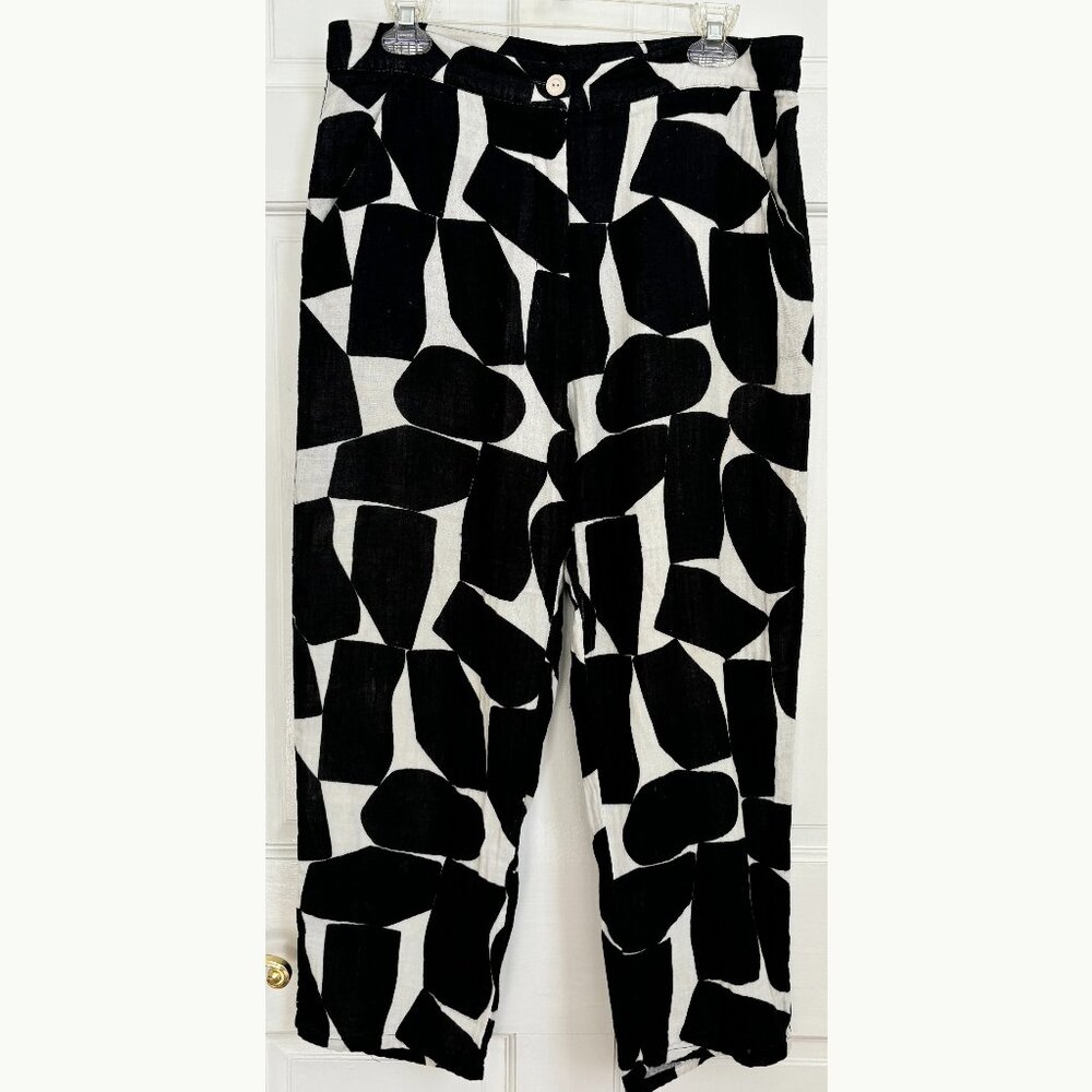 Black & White Abstract Print Women's Pants
